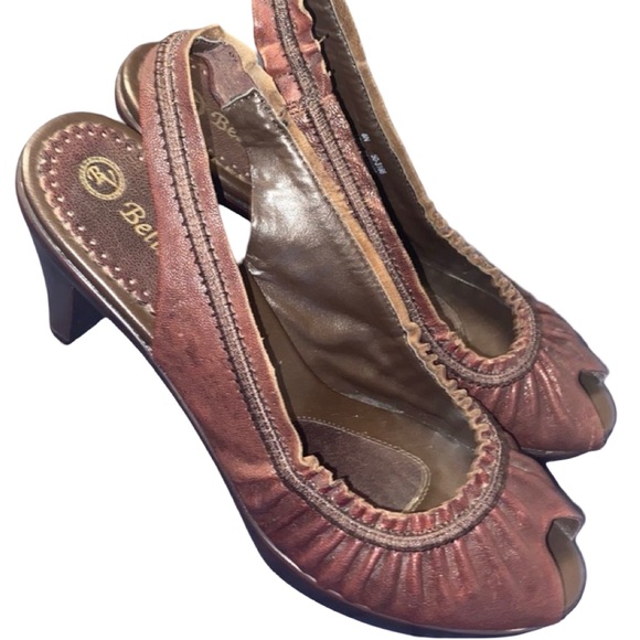 Bella Vita Peep Toe Sling Back Brown Leather Heels size 8 Narrow - Picture 8 of 11